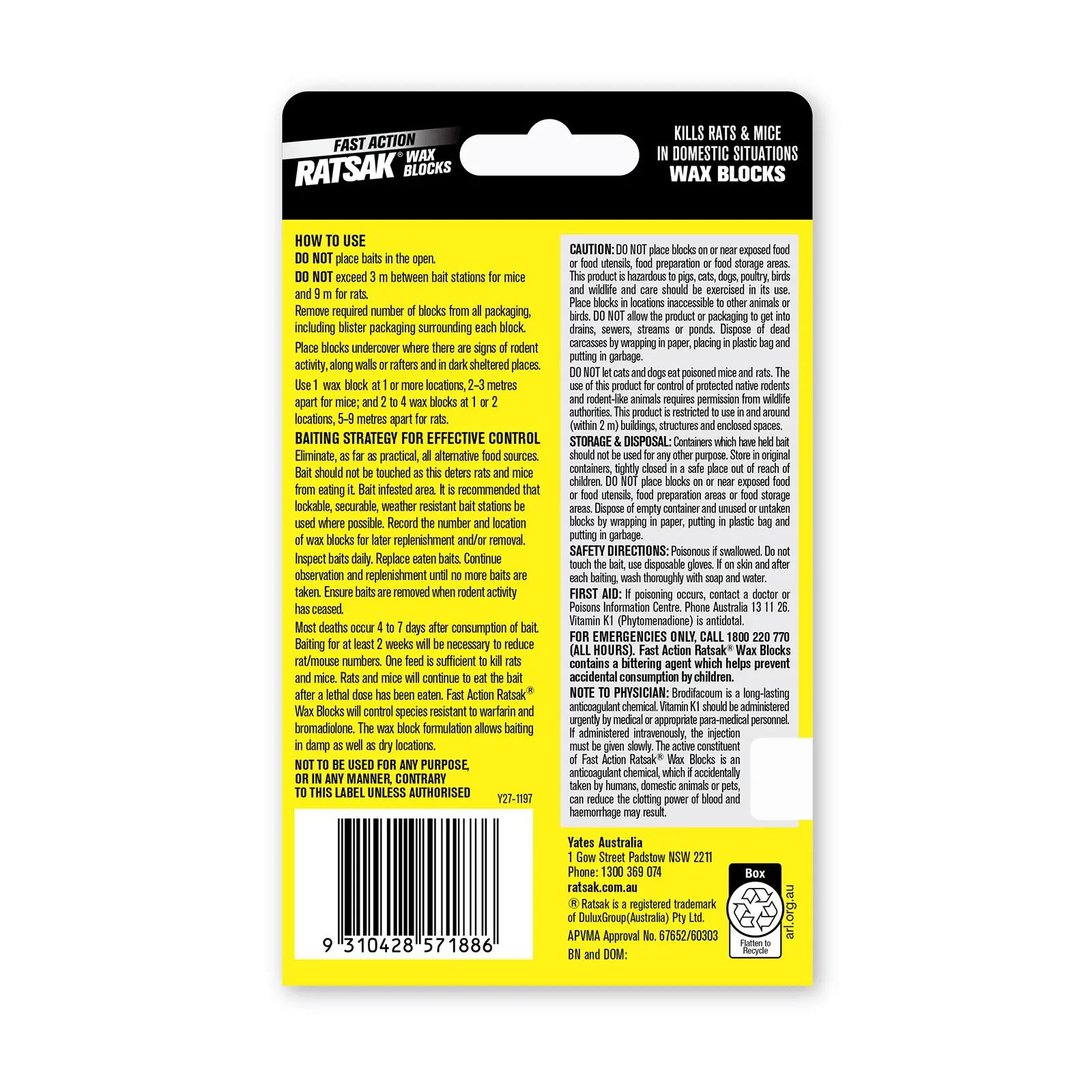 RATSAK Fast Action Wax Blocks | Yates Gardening Australia