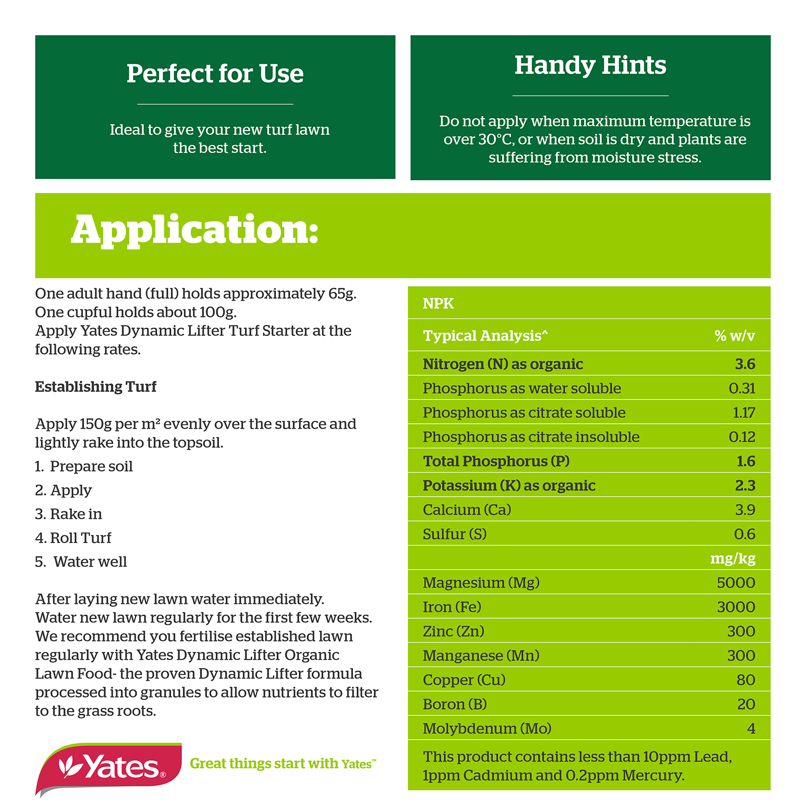 Yates 15kg Dynamic Lifter Turf Starter