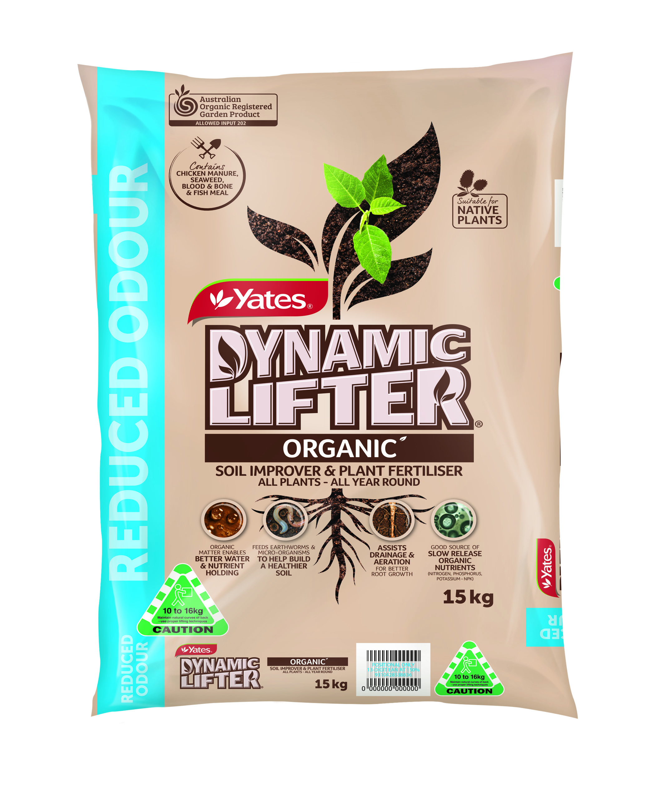 Yates 15kg Dynamic Lifter Reduced Odour Soil Improver & Plant Fertiliser