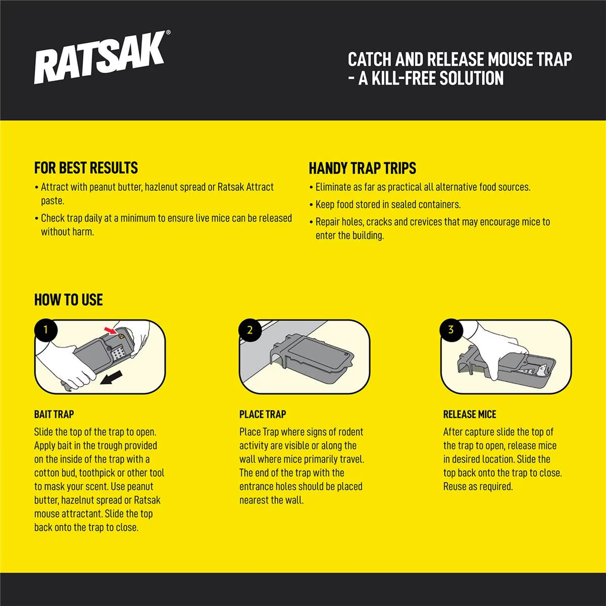 RATSAK Catch and Hold Mouse Trap