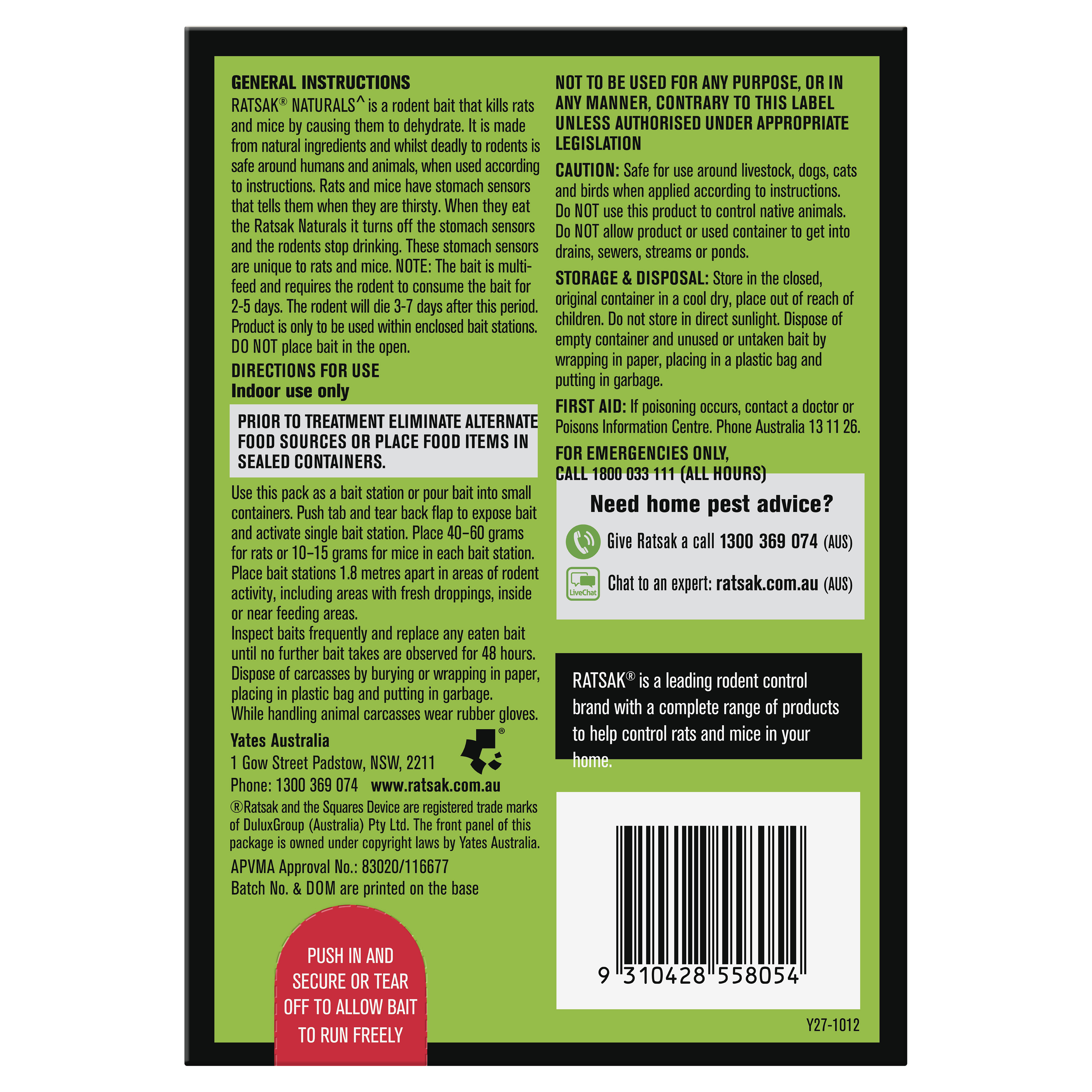 RATSAK Naturals Rodenticide Bait Pellets | Yates Gardening Australia