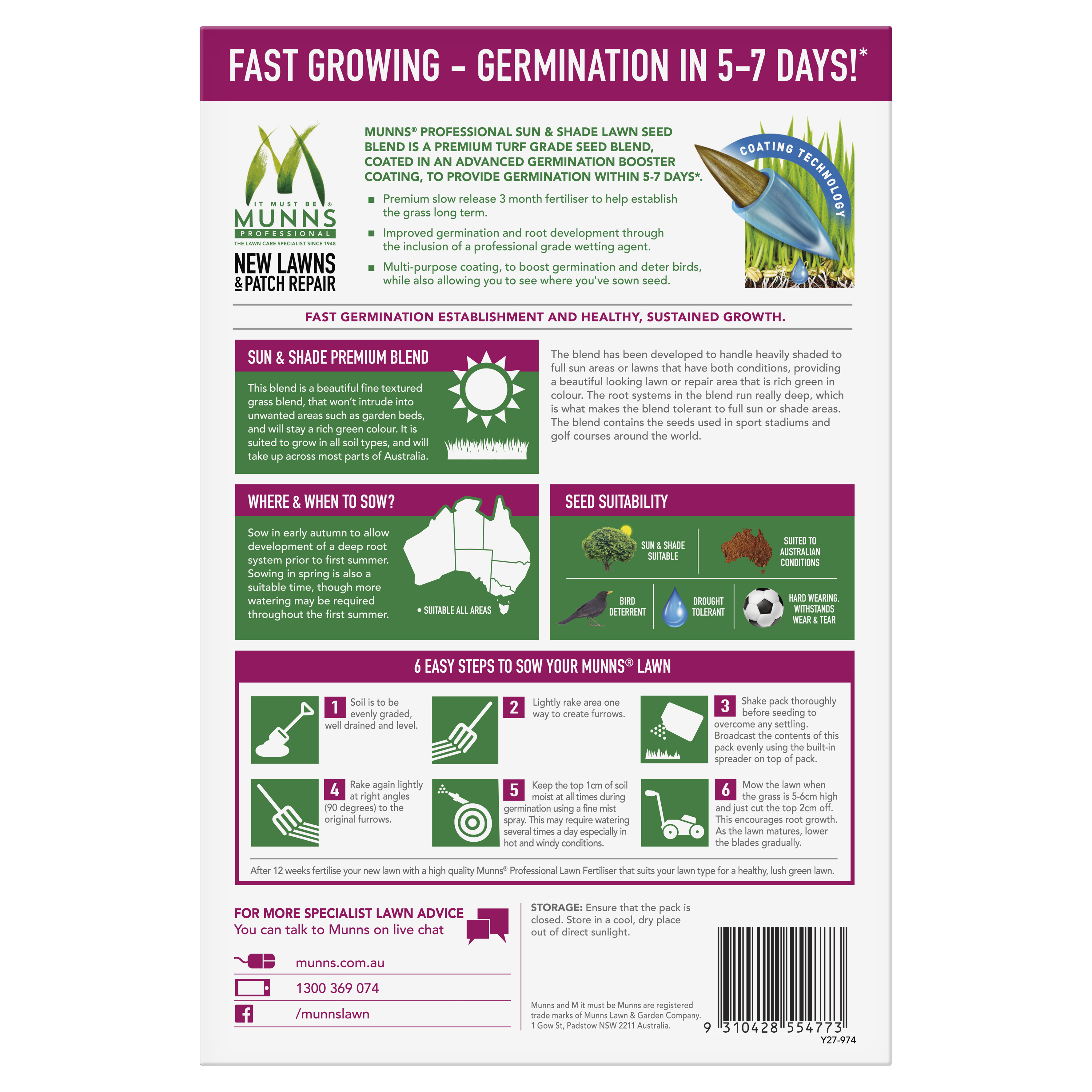 Munns Professional Sun & Shade Lawn Seed