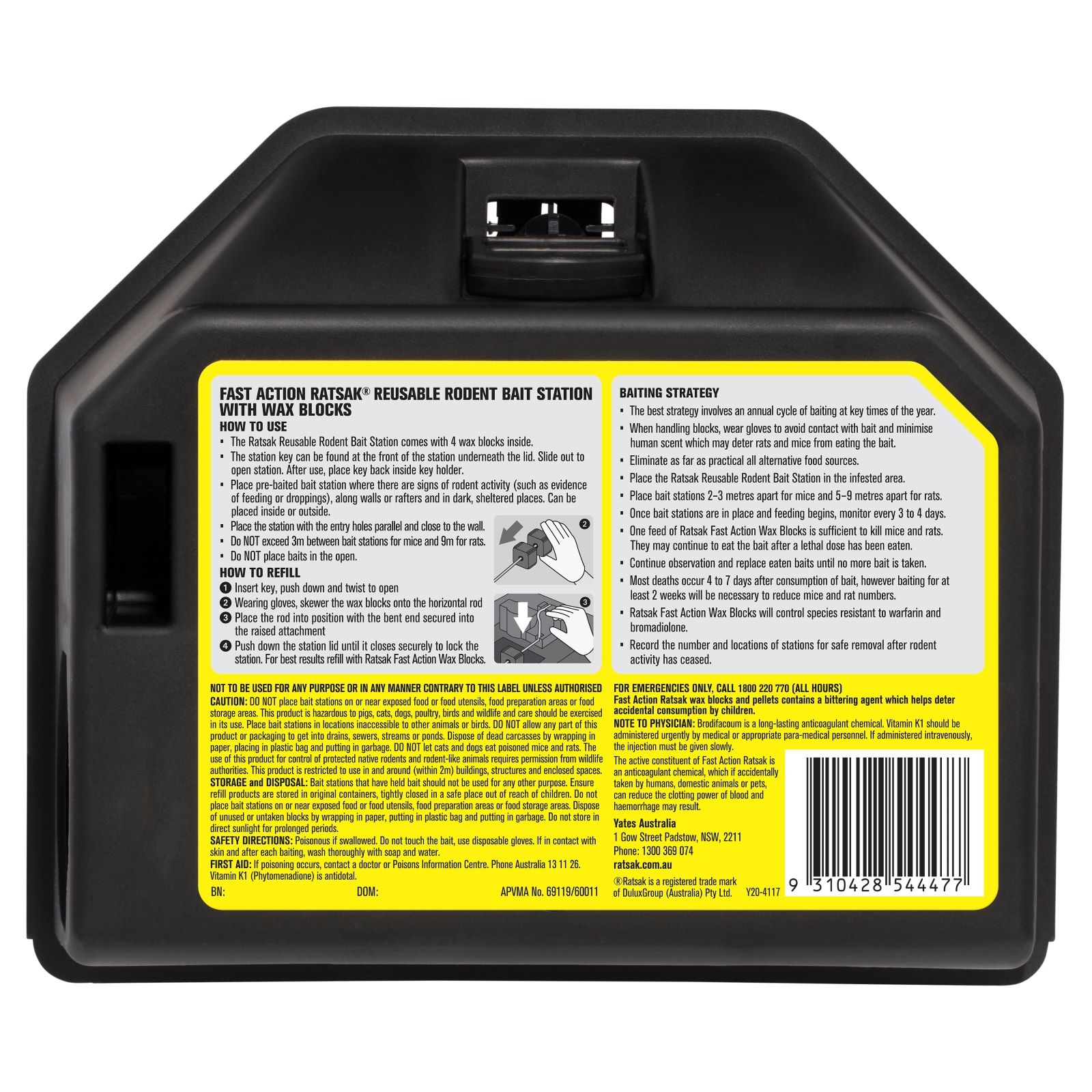 RATSAK Fast Action Reusable Rodent Bait Station | Yates Gardening Australia