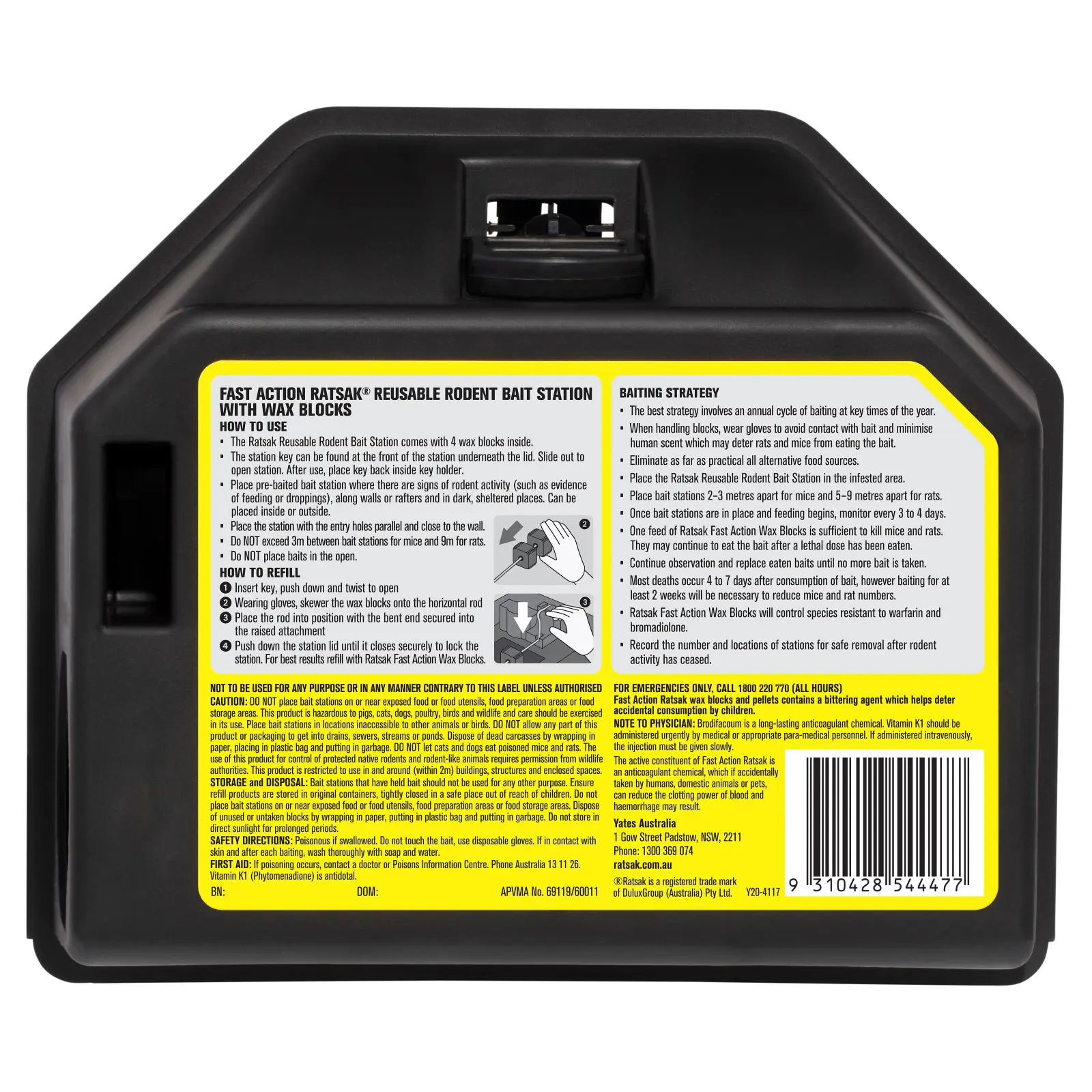 RATSAK Fast Action Reusable Rodent Bait Station | Yates Gardening Australia