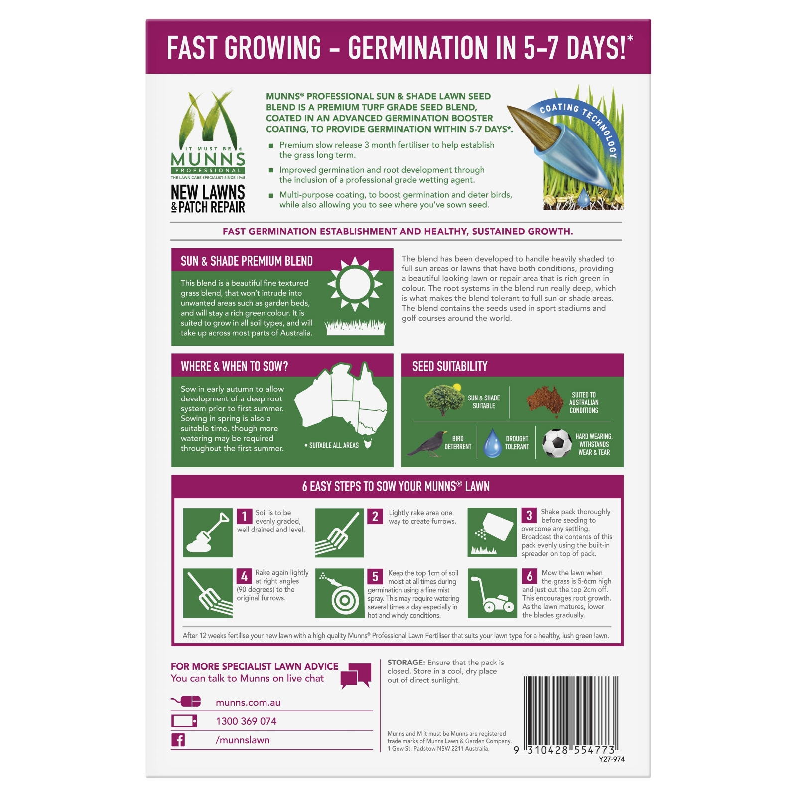 Munns Professional Sun & Shade Lawn Seed