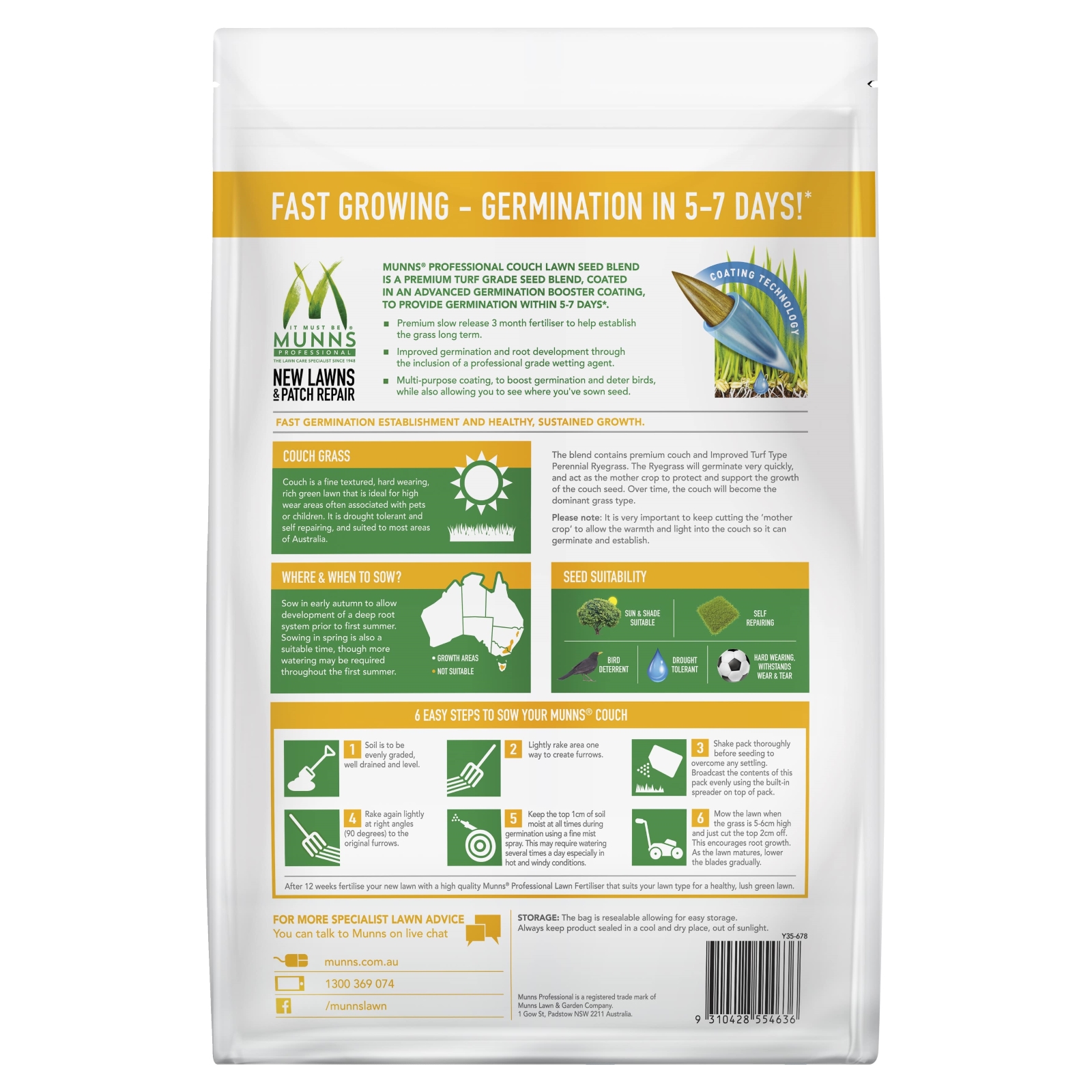 Munns Professional Couch Lawn Seed 2.5kg