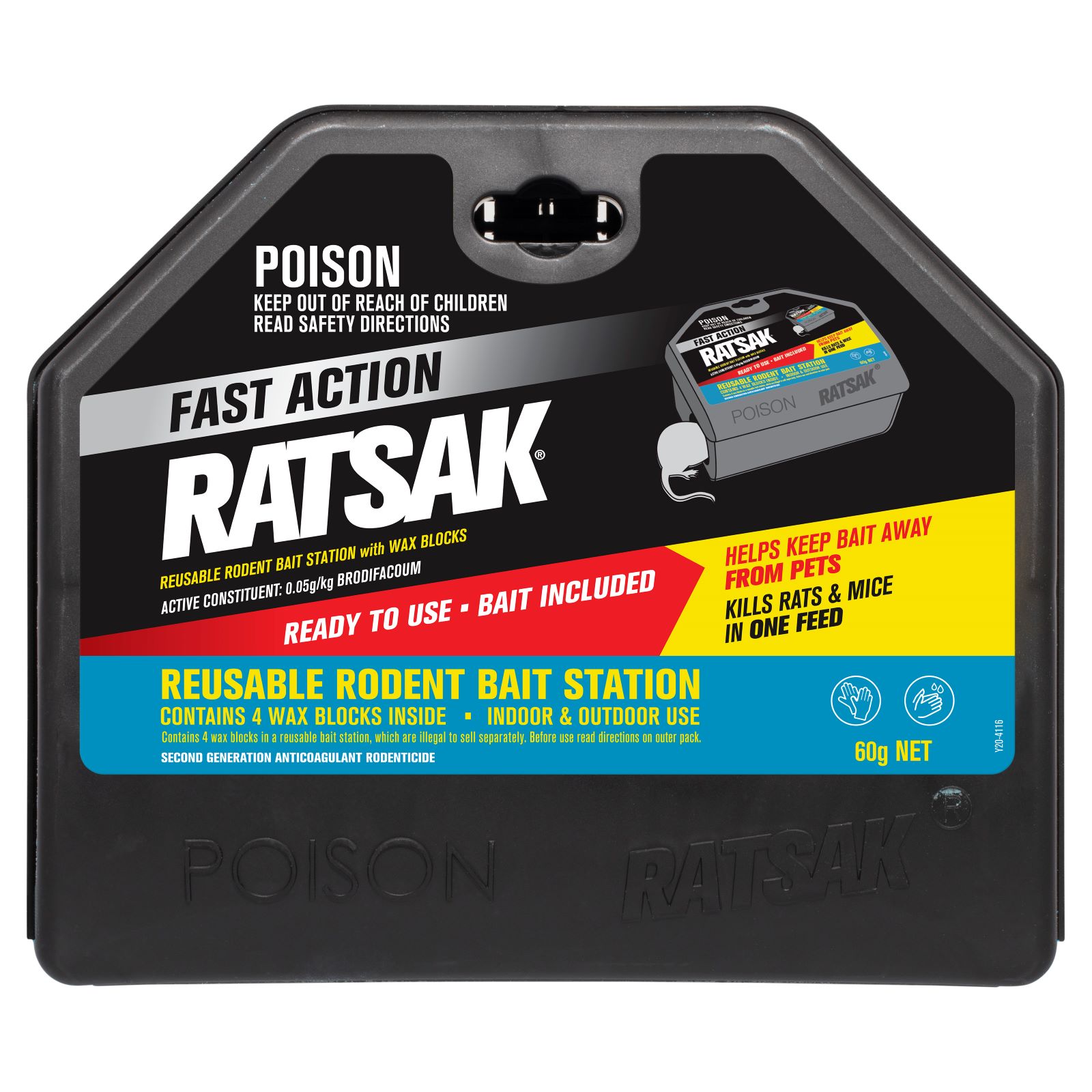 RATSAK Fast Action Reusable Rodent Bait Station Yates Gardening Australia