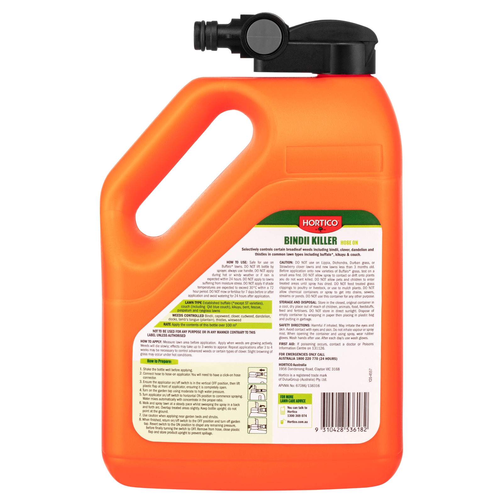 Hortico 2L Bindii Killer for Lawns HoseOn